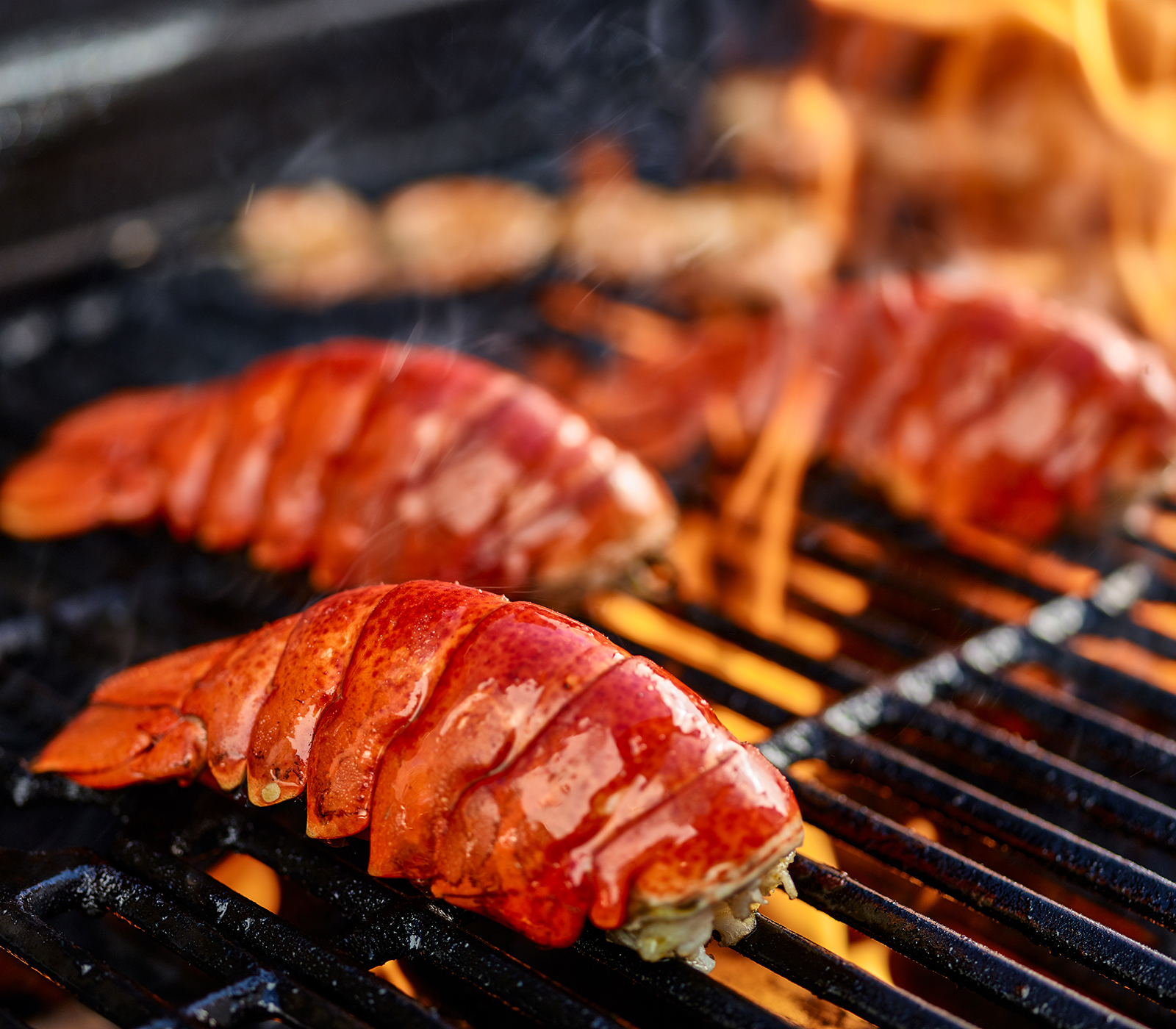 View of Lobster cooking on barbecue